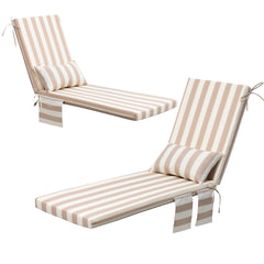 Outdoor Chaise Lounge Cushion with Storage Pockets and Pillow