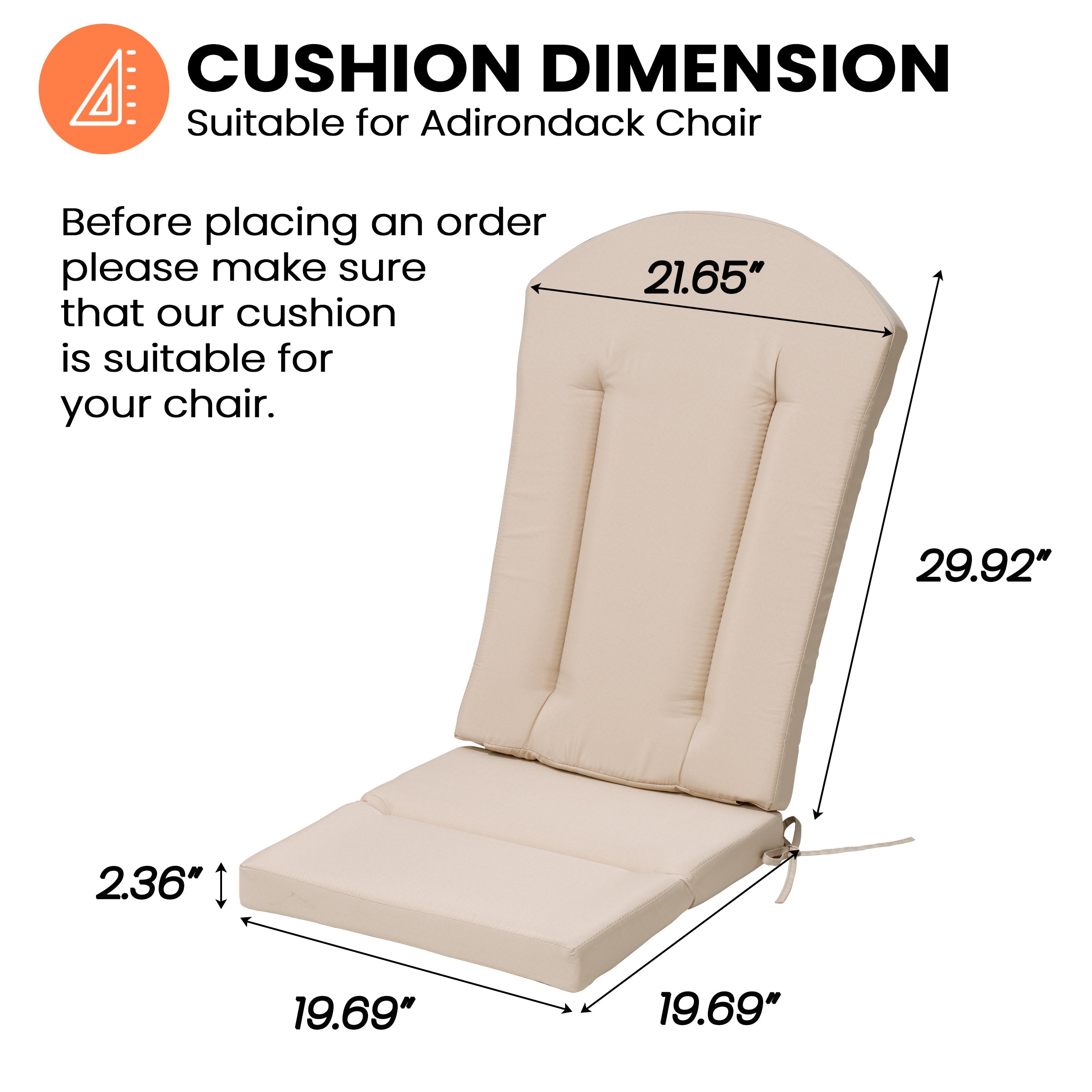 Adirondack Chair Cushion Patio Chair Pad for Indoor and Outdoor
