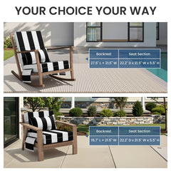 72 x 22 in. Outdoor Chaise Lounge Cushion with Pillow and Storage Pockets