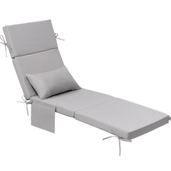 72 x 22 in. Outdoor Chaise Lounge Cushion with Pillow and Storage Pockets