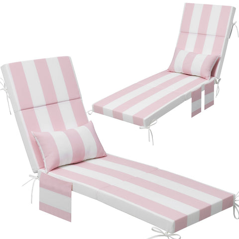 72 x 22 in. Outdoor Chaise Lounge Cushion with Pillow and Storage Pockets