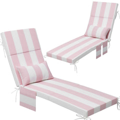 72 x 22 in. Outdoor Chaise Lounge Cushion with Pillow and Storage Pockets