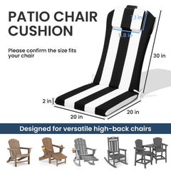 50 x 20 in. Outdoor Adirondack Chair Cushion with Built-in Headrest