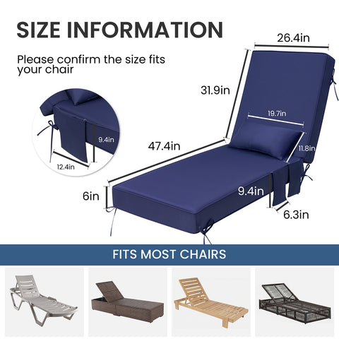 80 x 26 in. Sunbrella Outdoor Chaise Lounge Cushion