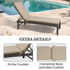 Outdoor Chaise Lounge Cushion with 4 Adjustable Ties