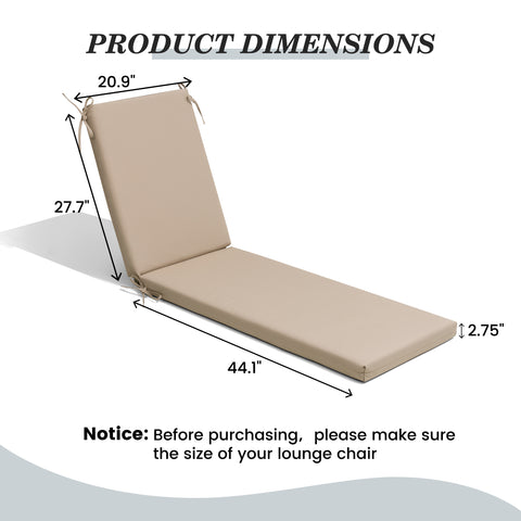 Outdoor Chaise Lounge Cushion with 4 Adjustable Ties