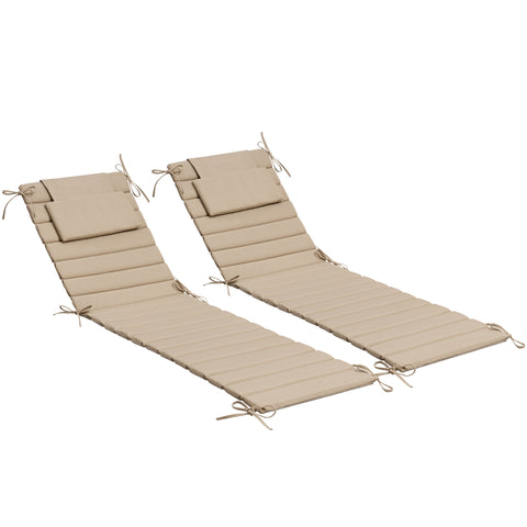Foldable Outdoor Chaise Lounge Cushion with Headrest, Water-Resistant Patio Recliner Pad