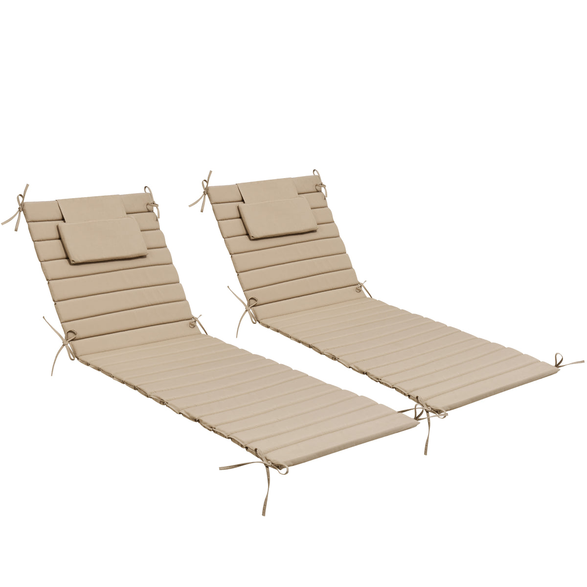 Foldable Outdoor Chaise Lounge Cushion with Headrest, Water-Resistant Patio Recliner Pad