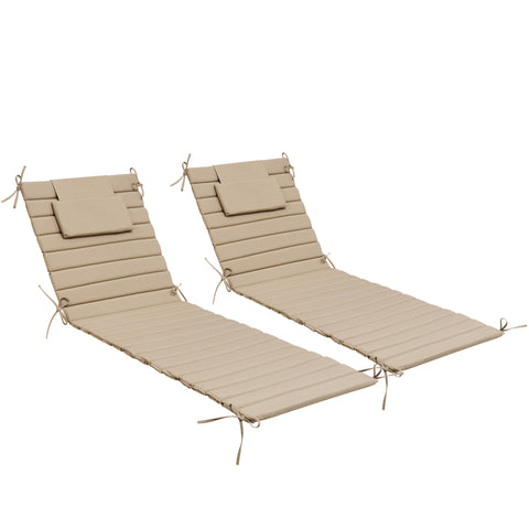 Foldable Outdoor Chaise Lounge Cushion with Headrest, Water-Resistant Patio Recliner Pad