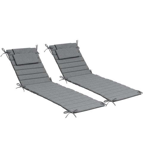 Foldable Outdoor Chaise Lounge Cushion with Headrest, Water-Resistant Patio Recliner Pad