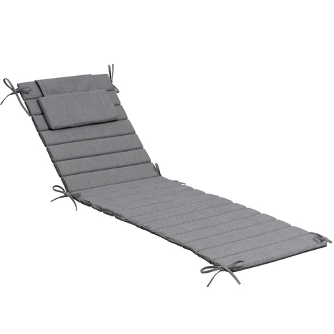 Foldable Outdoor Chaise Lounge Cushion with Headrest, Water-Resistant Patio Recliner Pad