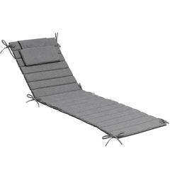 Foldable Outdoor Chaise Lounge Cushion with Headrest, Water-Resistant Patio Recliner Pad