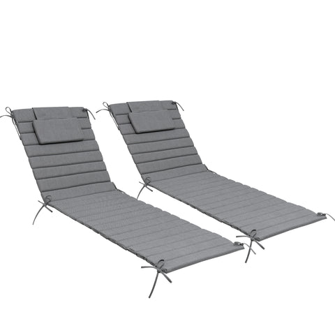 Foldable Outdoor Chaise Lounge Cushion with Headrest, Water-Resistant Patio Recliner Pad