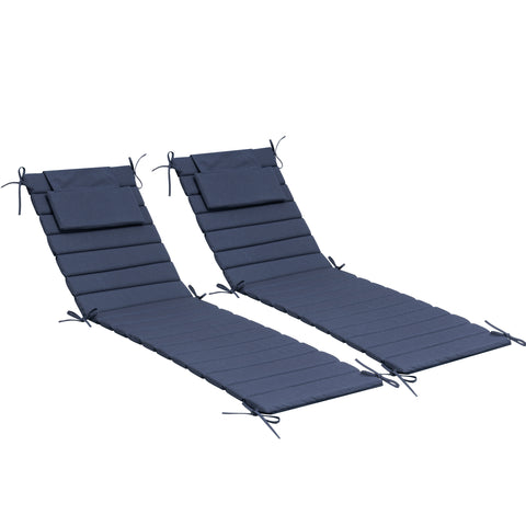 Foldable Outdoor Chaise Lounge Cushion with Headrest, Water-Resistant Patio Recliner Pad