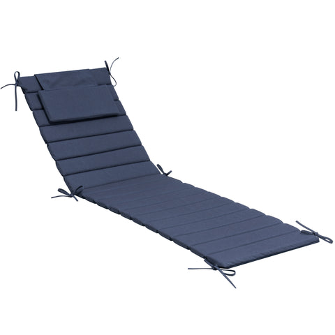 Foldable Outdoor Chaise Lounge Cushion with Headrest, Water-Resistant Patio Recliner Pad