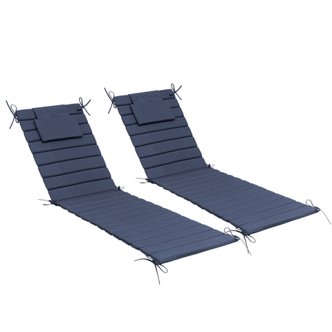 Foldable Outdoor Chaise Lounge Cushion with Headrest, Water-Resistant Patio Recliner Pad