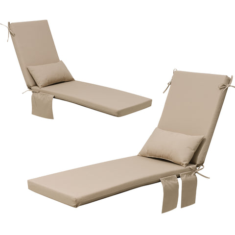 Pellebant Outdoor Chaise Lounge Cushion with Pillow and Side Pockets