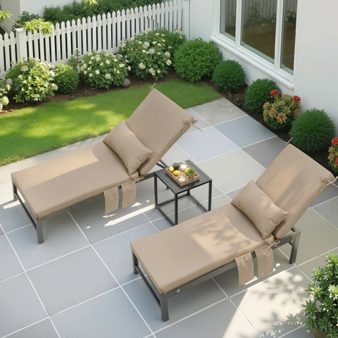 Pellebant Outdoor Chaise Lounge Cushion with Pillow and Side Pockets