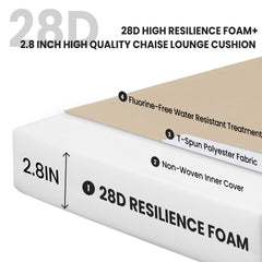 Outdoor Chaise Lounge Cushion with Pillow and Side Pockets