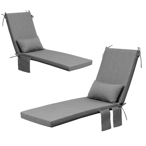 Pellebant Outdoor Chaise Lounge Cushion with Pillow and Side Pockets
