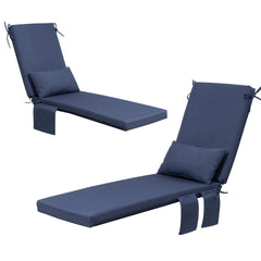 Outdoor Chaise Lounge Cushion with Pillow and Side Pockets