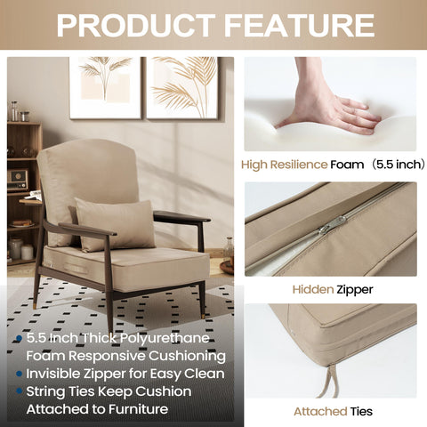 24 x 24 in. Outdoor Seat Cushion with Back Pillow