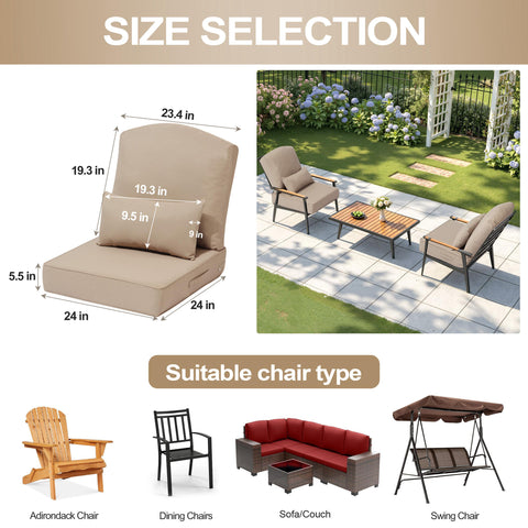 24 x 24 in. Outdoor Seat Cushion with Back Pillow