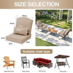 24 x 24 in. Outdoor Seat Cushion with Back Pillow