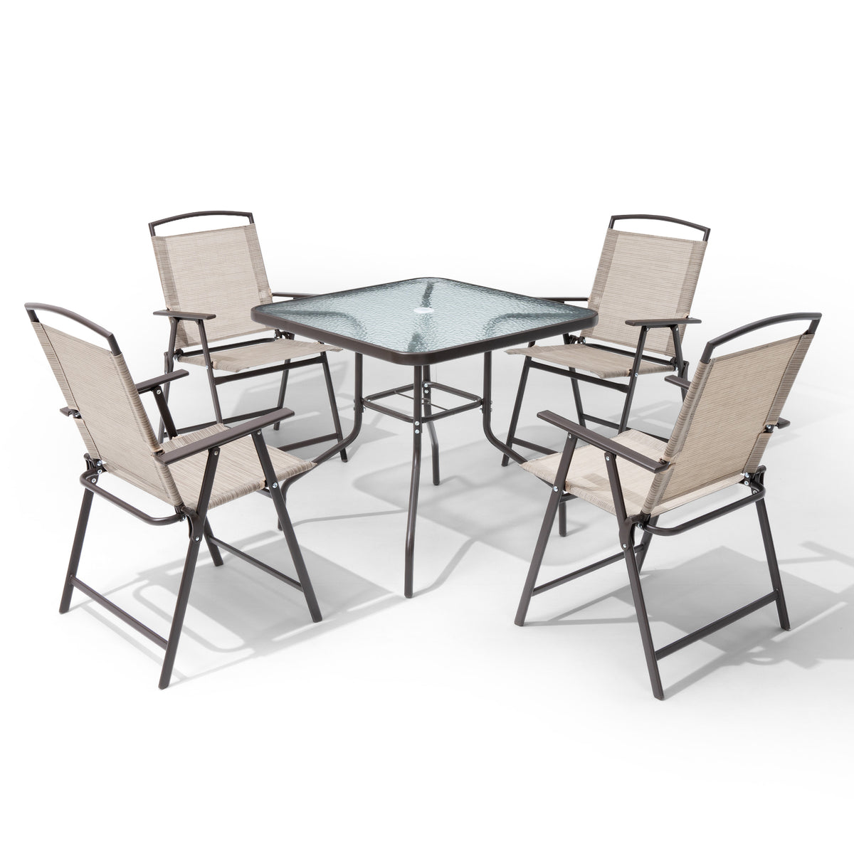 Pellebant Outdoor Patio Dining Set 5-Piece with Table and Folding Chairs