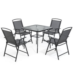 5-Piece Outdoor Patio Dining Set with Table and Folding Chairs