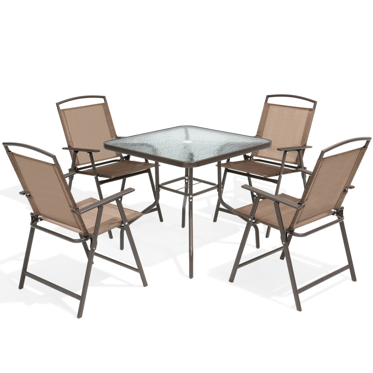 5-Piece Outdoor Patio Dining Set with Table and Folding Chairs