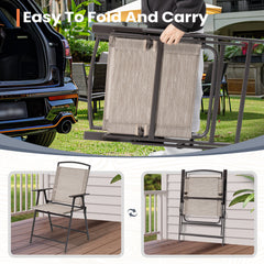 5-Piece Outdoor Patio Dining Set with Table and Folding Chairs