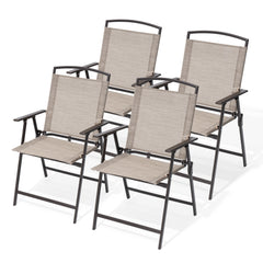 Outdoor Folding Dining Chairs with Armrests, Set of 4