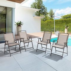 Outdoor Folding Dining Chairs with Armrests, Set of 4
