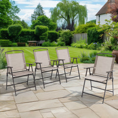 Outdoor Folding Dining Chairs with Armrests, Set of 4
