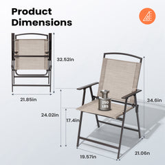 Outdoor Folding Dining Chairs with Armrests, Set of 4