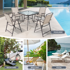 Outdoor Folding Dining Chairs with Armrests, Set of 4