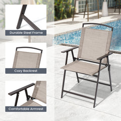 Outdoor Folding Dining Chairs with Armrests, Set of 4