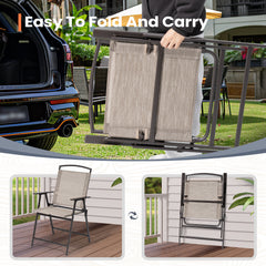Outdoor Folding Dining Chairs with Armrests, Set of 4