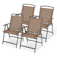 Outdoor Folding Dining Chairs with Armrests, Set of 4