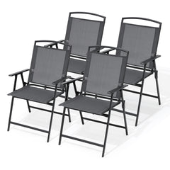 Outdoor Folding Dining Chairs with Armrests, Set of 4