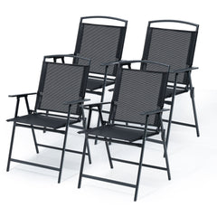 Outdoor Folding Dining Chairs with Armrests, Set of 4