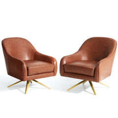Bathford Faux Leather Swivel Accent Chair