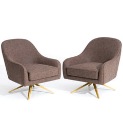 Bathford Faux Leather Swivel Accent Chair