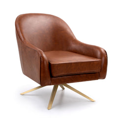 Bathford Faux Leather Swivel Accent Chair