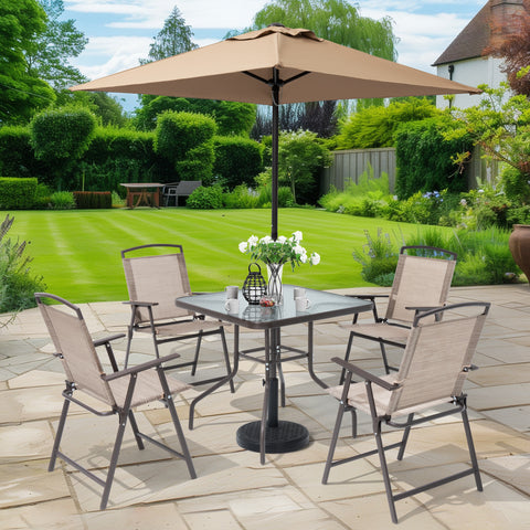 Pellebant 6pc Patio Dining Set with 4 Folding Chairs, Table & Umbrella