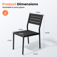 Stackable Outdoor Dining Chairs, Set of 2