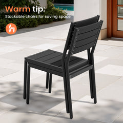 Stackable Outdoor Dining Chairs, Set of 2