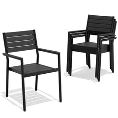 Aluminum Stackable Outdoor Dining Chairs with Armrests, Set of 2/4