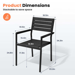 Aluminum Stackable Outdoor Dining Chairs with Armrests, Set of 2/4